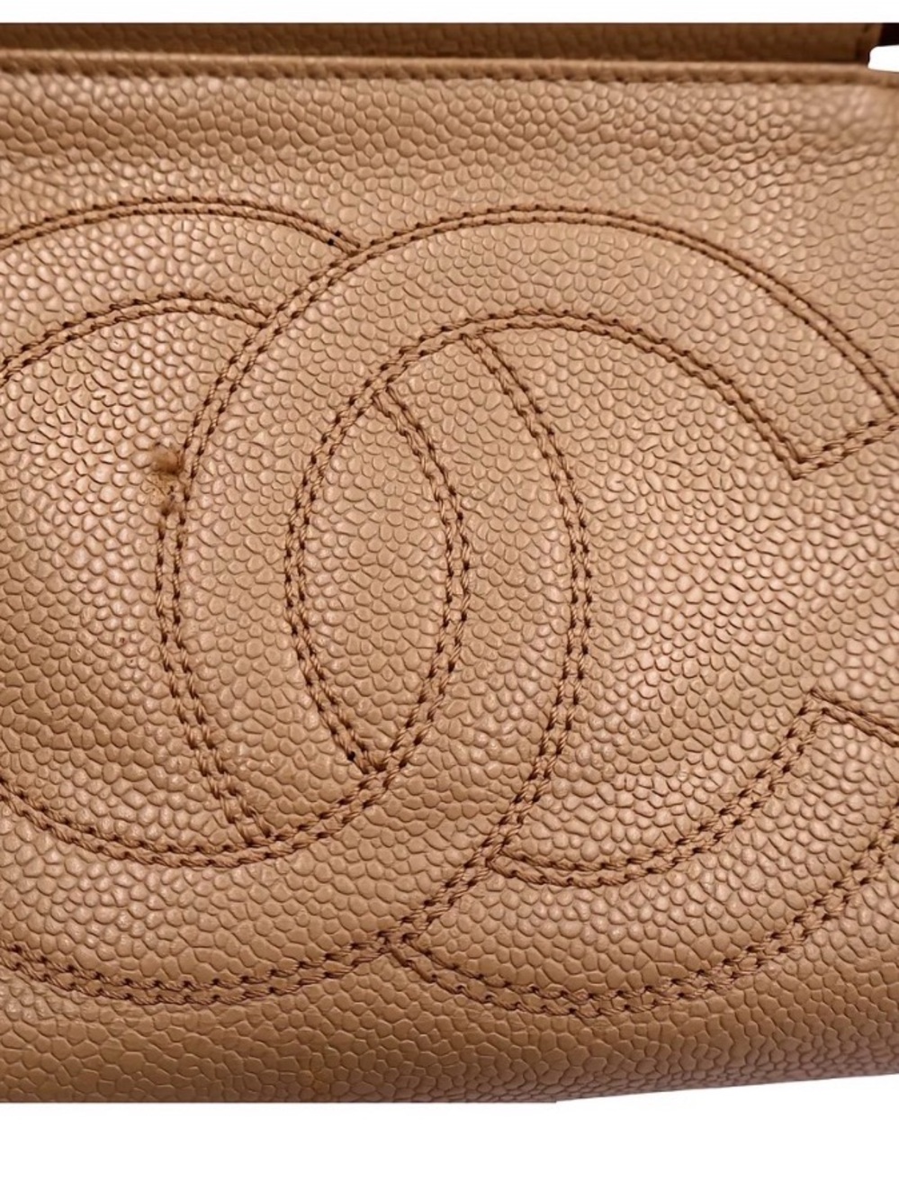 Authentic CHANEL Vintage Caviar CC Wooden Handle Tote Bag w/ COA